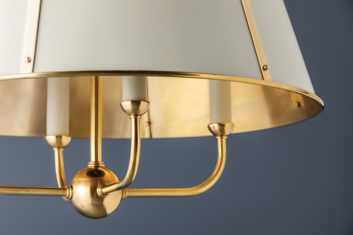 Cambridge 4 Light Chandelier by Mark D. Sikes for Hudson Valley Lighting, Aged Brass/Off White