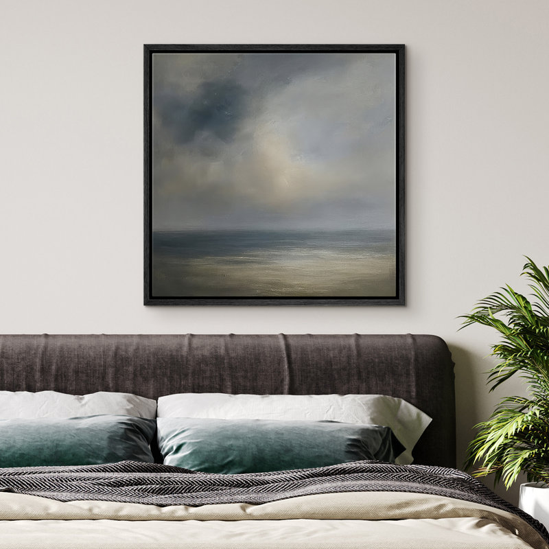 Impression sur toile encadrée, paysage de plage, décor côtier, Noir, H 16 po x l 16 po