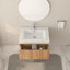 Meuble-lavabo de 30 po avec lavabo et lavabo intégré, fixé au mur en couleur, minimaliste moderne pour les petites salles de bain, conception d'espace, lavabo, armoire en contreplaqué, poignées, installation rapide - bricolage - installation-581972784