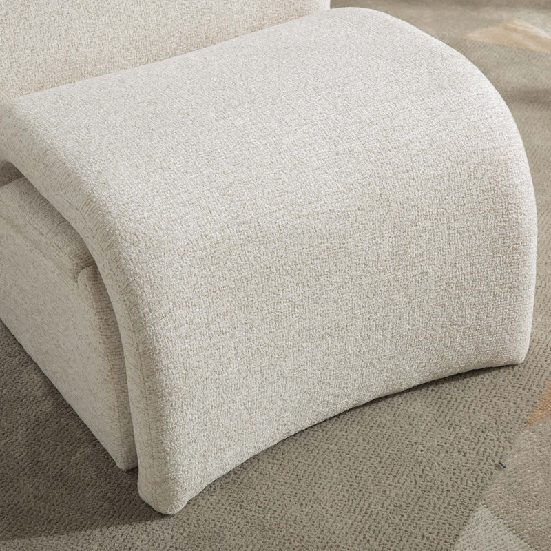 Fauteuil d'appoint avec repose-pieds Modern Chenille, Beige