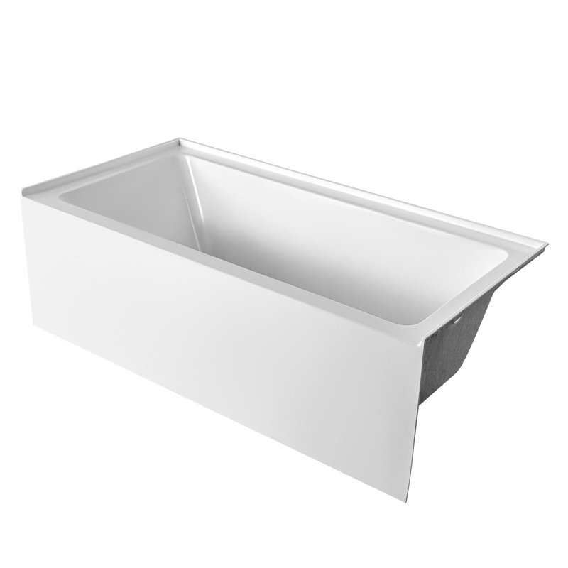 Alcove Bathtub, 60" x 30" Contemporary Alcove Acrylic Bathtub, Soaking Bath Tub with Right Hand Drain and Overflow Hole, Large Rectangular Deep Soak Tub for Bathroom with Integral Flange, White