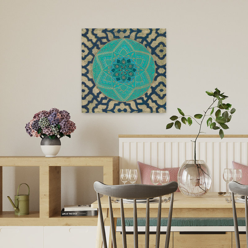Patine Mandala II, art floral, H 18 po x l 18 po