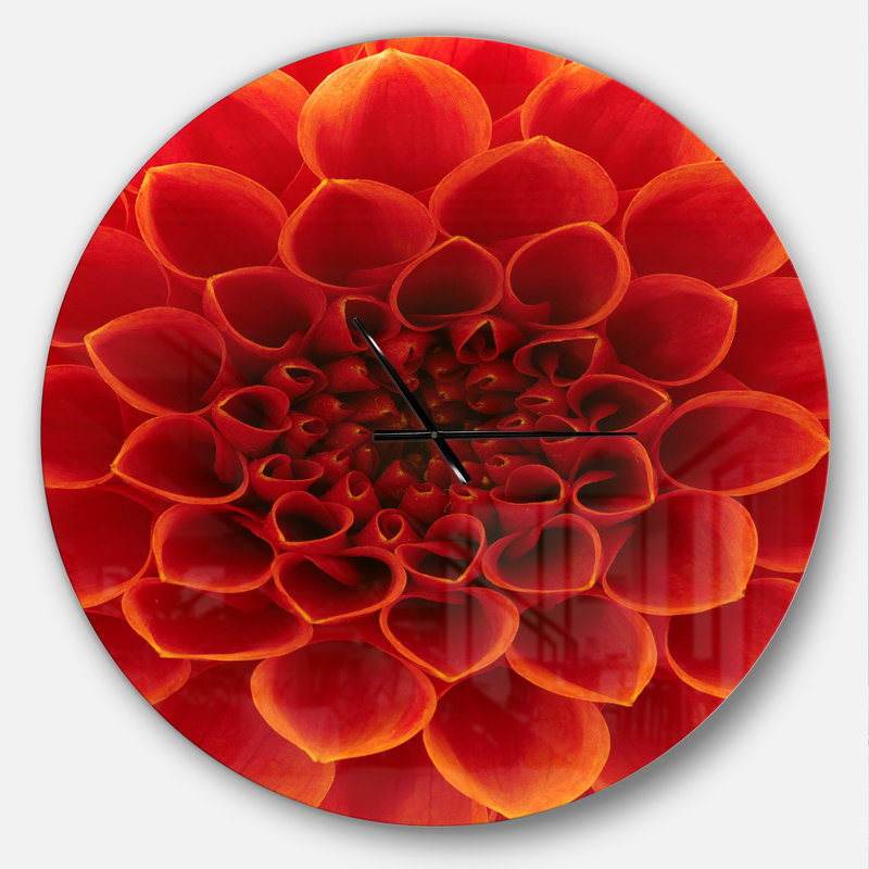 Grande fleur et pétales - Horloge murale moderne, Bonbon / jaune, Grand