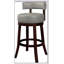 Ensemble de 2 tabourets de bar Sherly avec pivot de 30 pouces, bois de chêne foncé et similicuir gris foncé pour la salle à manger