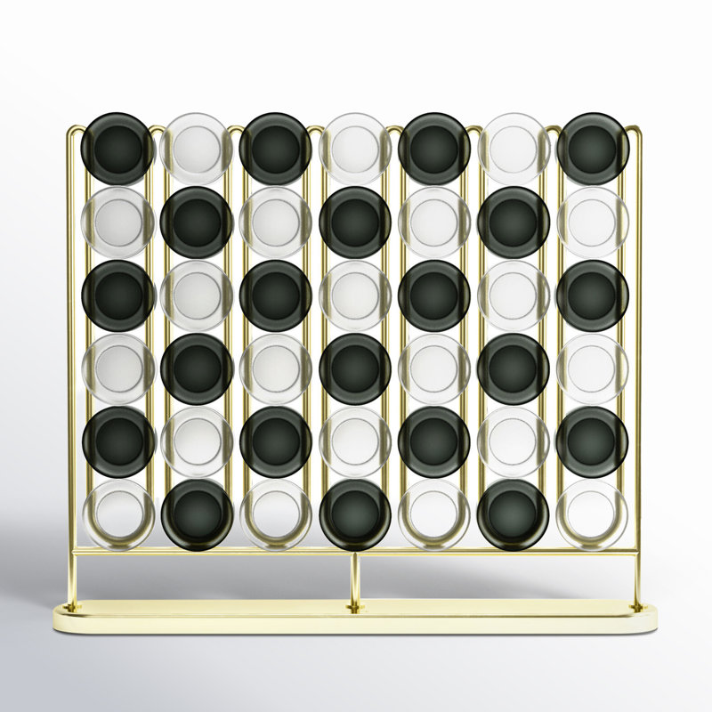 Modern Brass and Frosted Acrylic Connect Four Game