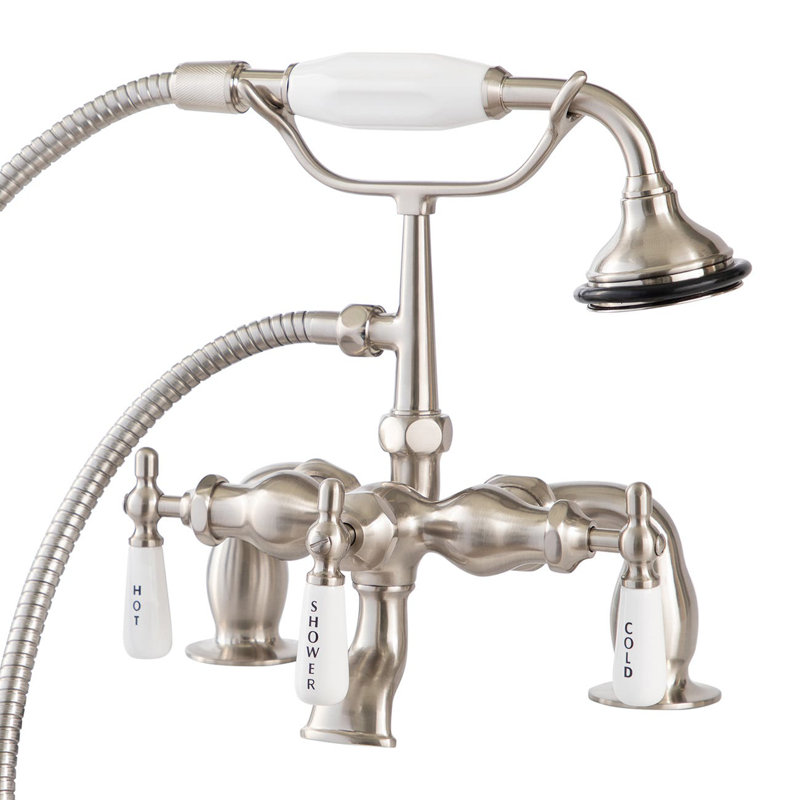 Mason Hill 3 Handle Deck Clawfoot Tub Faucet with Diverter, Copper