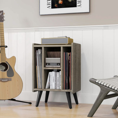 Record Storage Turntable Stand With 4 Open Shelves