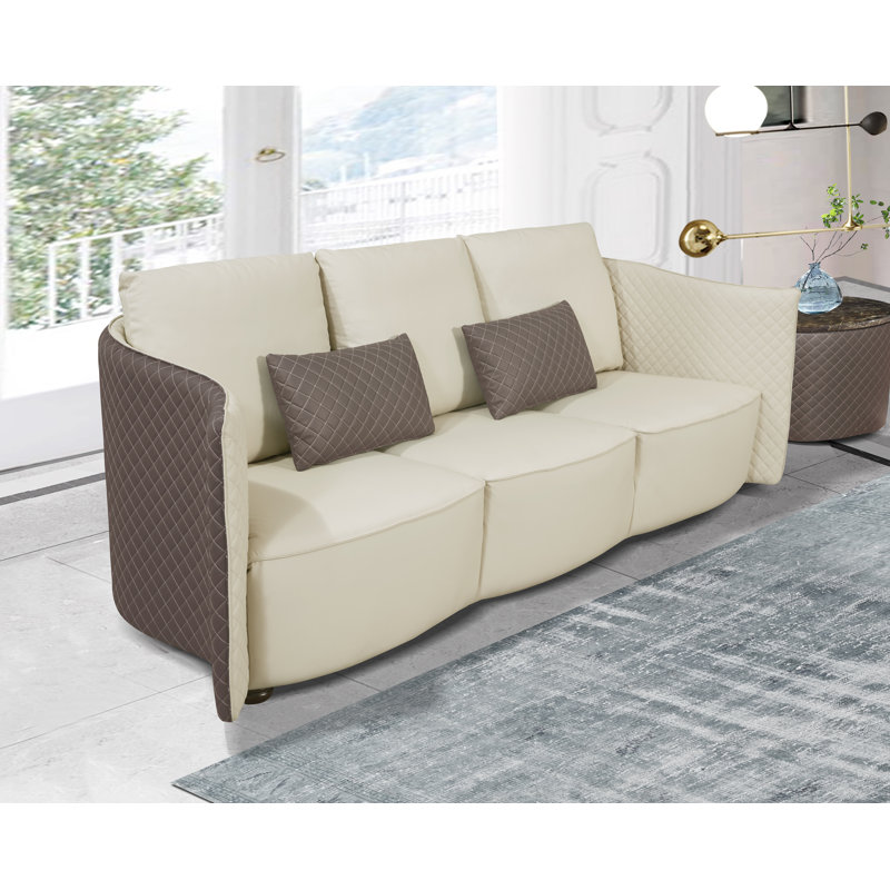 Makassar Sofa, Lite Gray/Taupe Genuine Leather