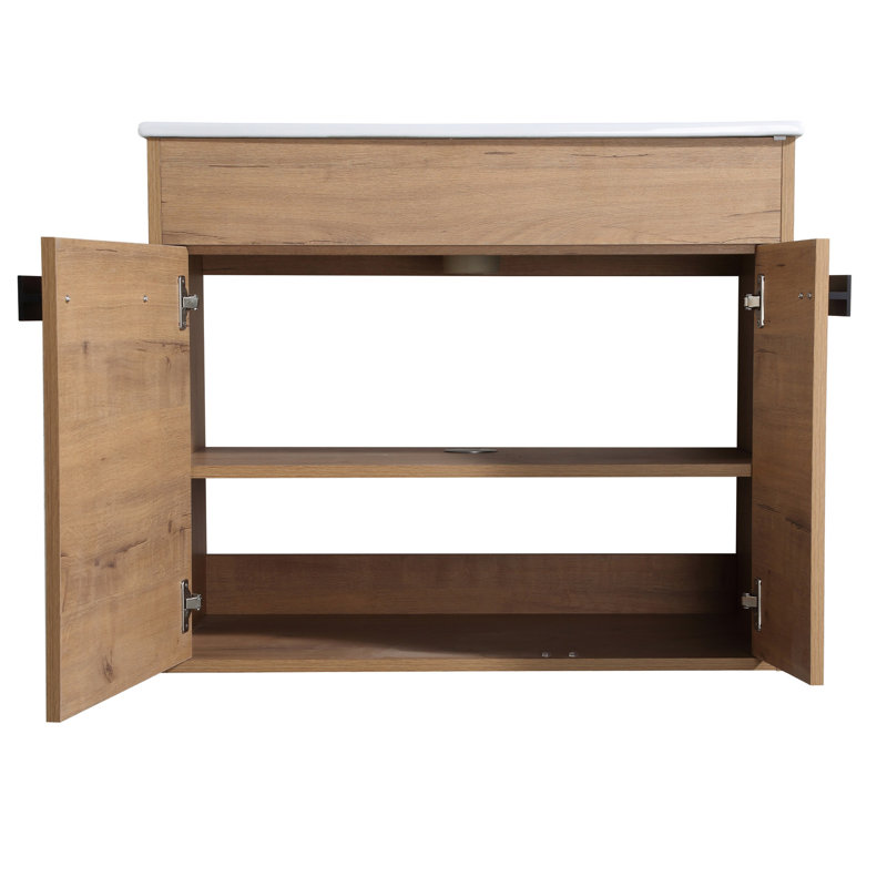 Armoire de salle de bain 30 po - Bassin de rangement spacieux en céramique de style contemporain