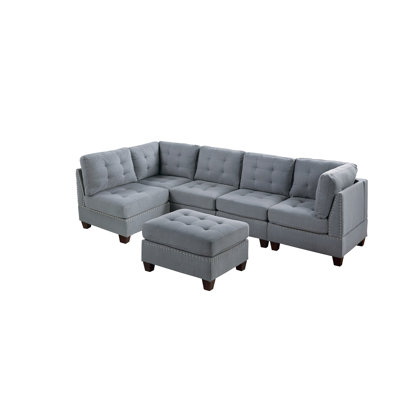 Canapé modulaire contemporain 6 pièces pour salon modulaire gris