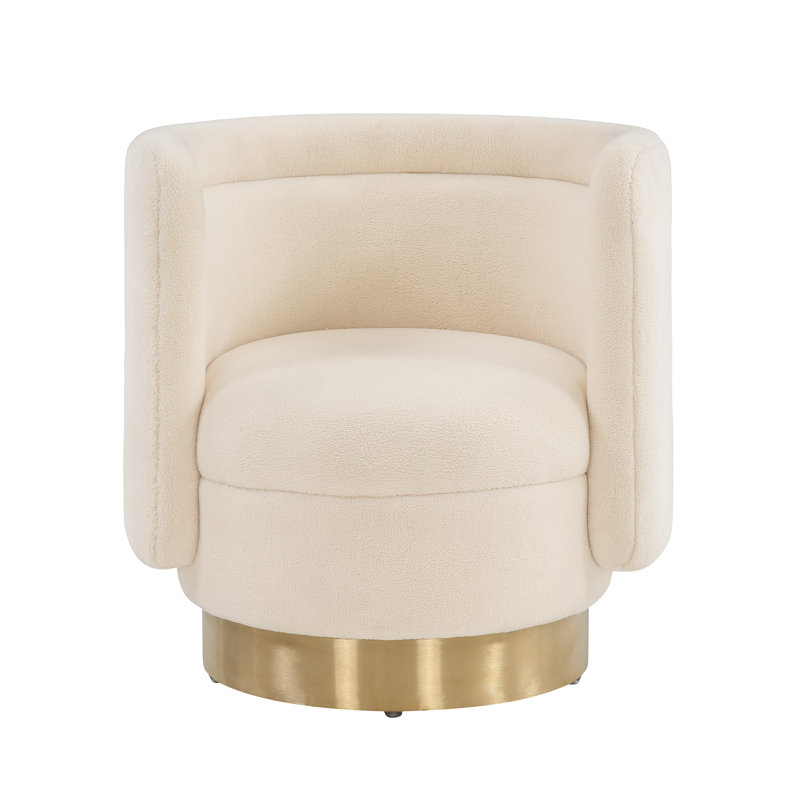 Tews Upholstered Swivel Barrel Chair, Ivory