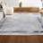 Maythel Classic Border Marble Pattern High-Low Silver/Blue Rug-1389605686