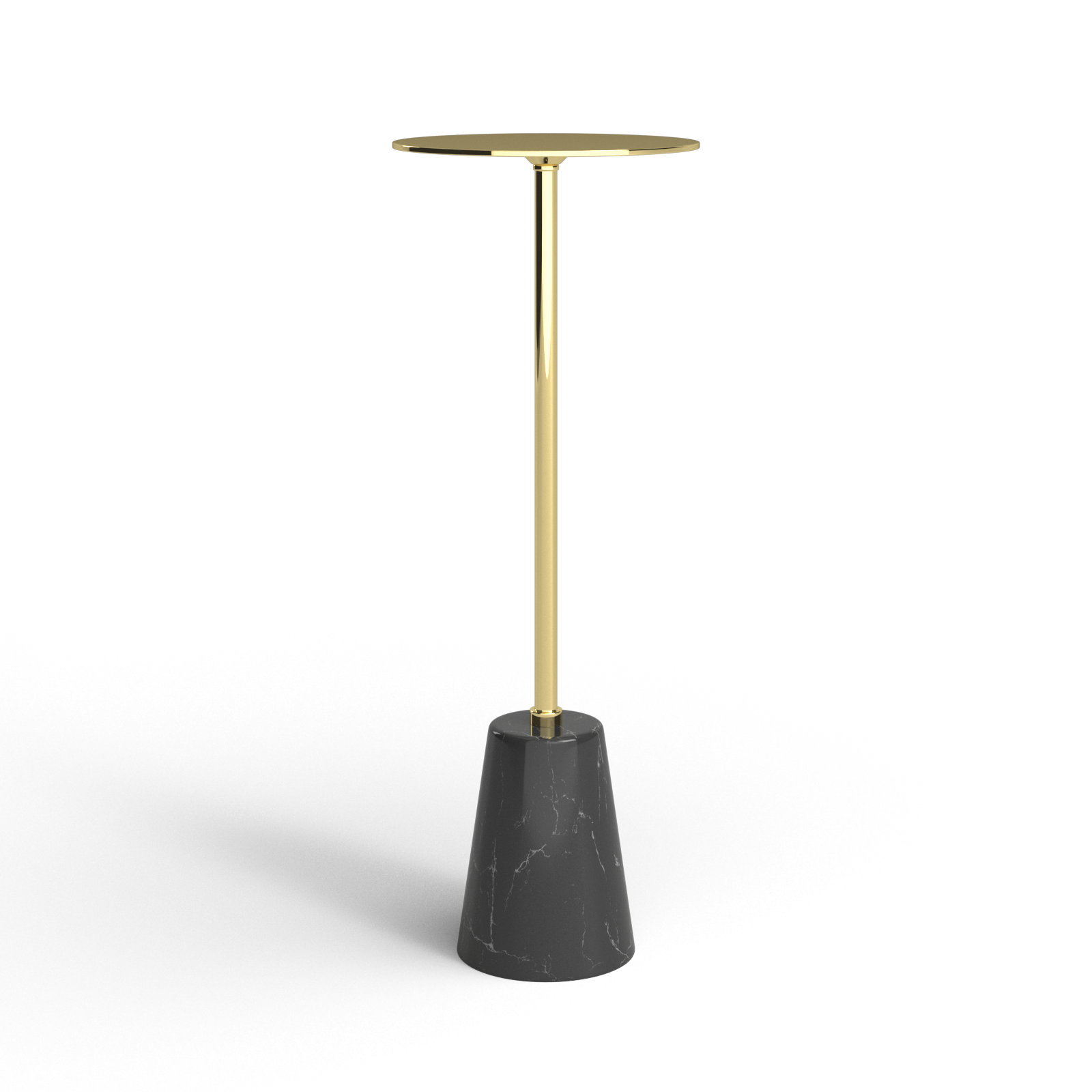 Maisel 8" Genuine Marble End Table, Black, Gold