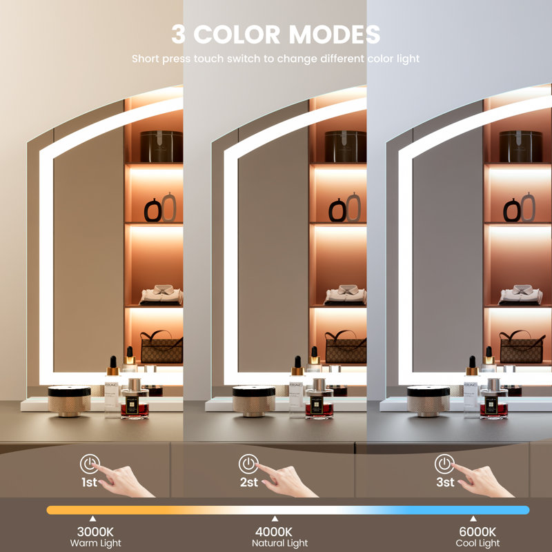 Miroir de maquillage lumineux, miroir de coiffeuse avec lumières Hollywood, 24 po x 32 po