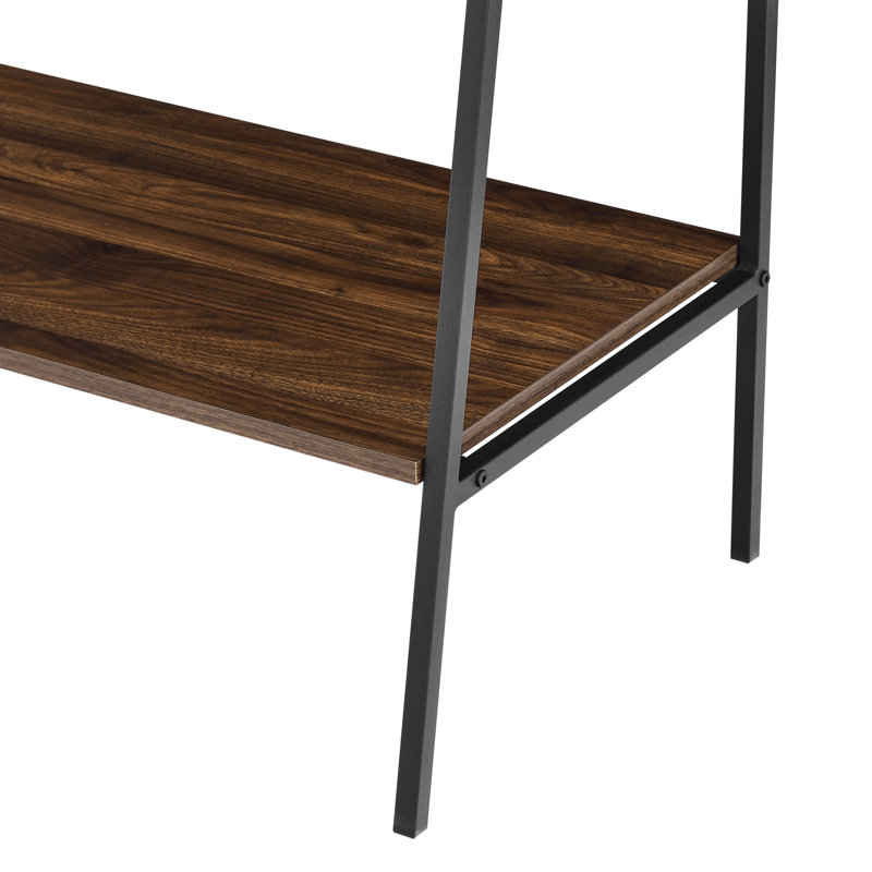 Little Italy Metal Ladder Bookcase, Dark Walnut