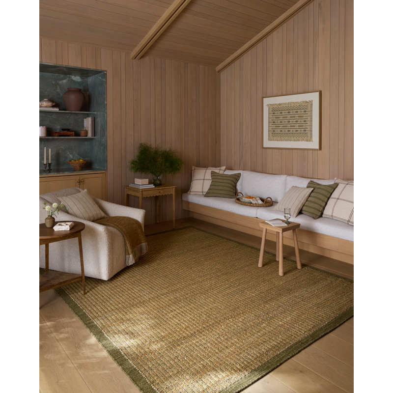 Amber Lewis x Loloi Lilah Natural / Olive Area Rug, Rectangle 9'3" x 13'
