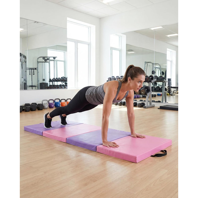 Gymnastics Mat 6x2/3ft, 2" Thick 4-Fold Portable Floor Pad for Yoga, Pilates, Aerobics & Martial Arts