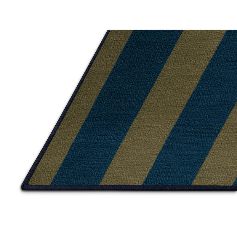 Tapis bleu à carreaux lavable à la machine, Rond 3 pi