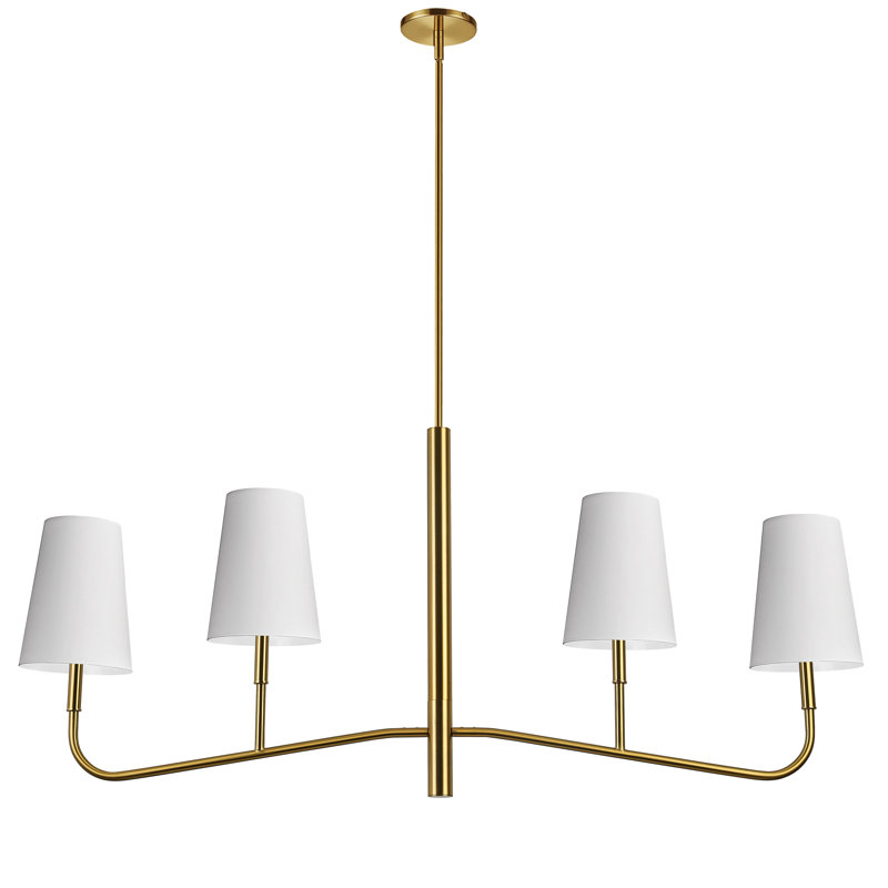 Arvell 4 - Light Dimmable Classic / Traditional Chandelier, Aged Brass, White