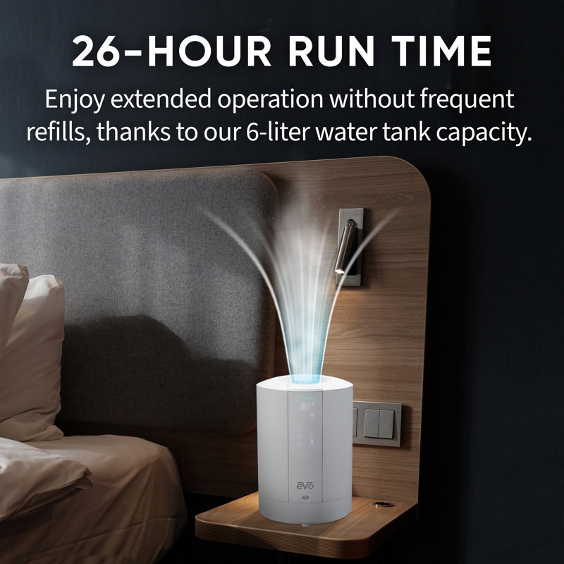 Evo White Evaporative Tabletop Humidifier with Digital Monitoring