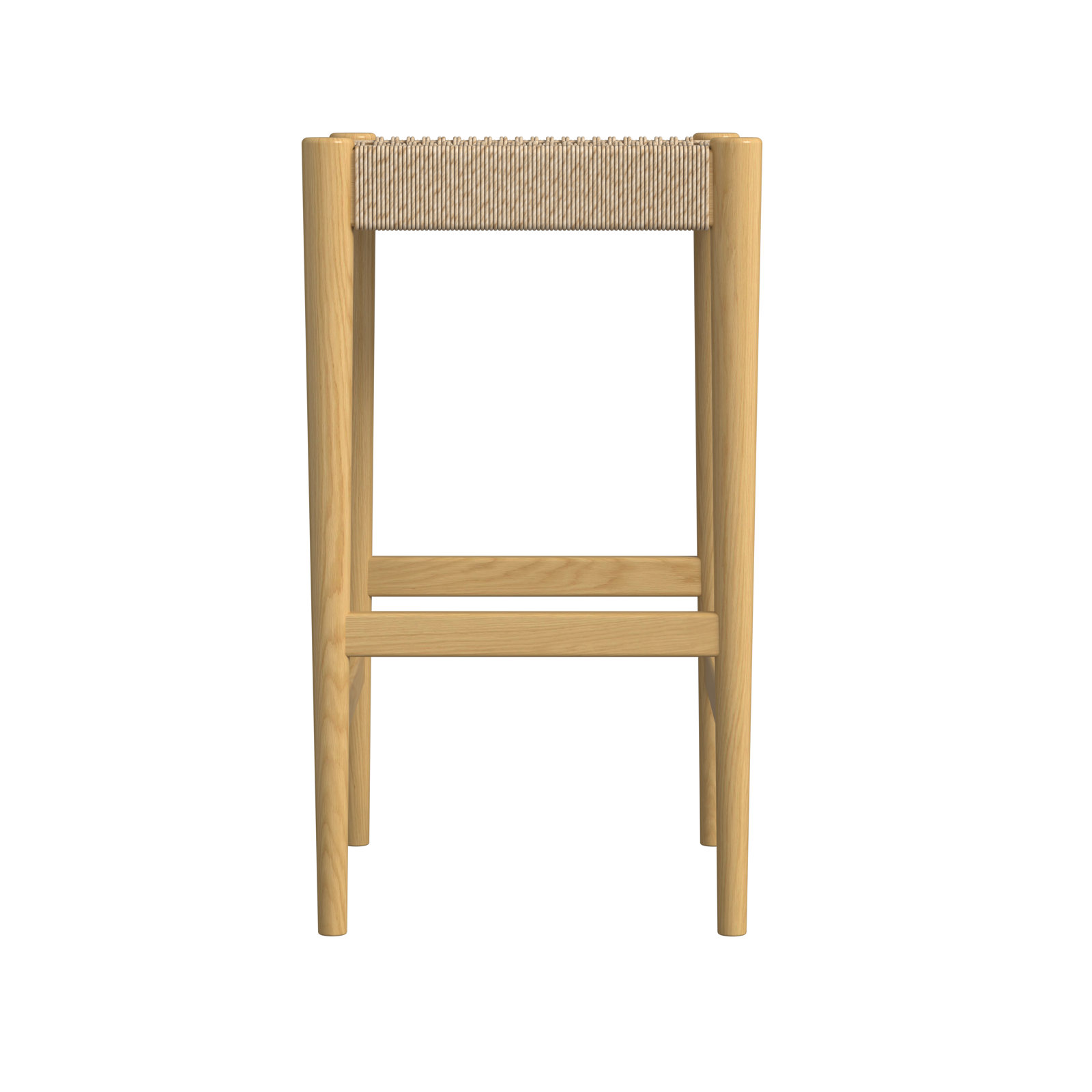 Rustic Walnut Bar Stool,Woven,Solid Oak Wood, Natural Oak