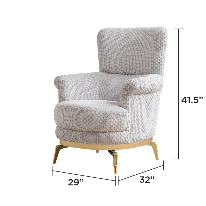 Chaise de style moderne Zoe en bois et or, Tissu gris