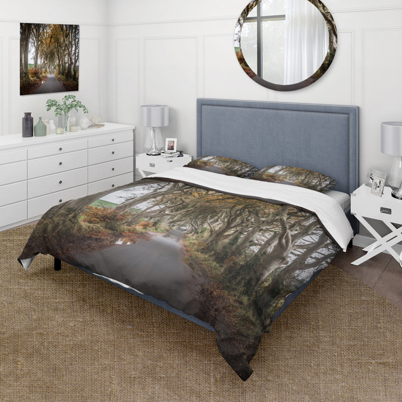 Avenue of Tall Trees In Ireland - Ensemble de housse de couette Farmhouse - Microfibre de polyester