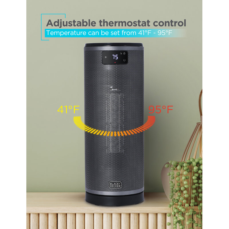 Black Ceramic Electric Tower Heater with Thermostat and Remote