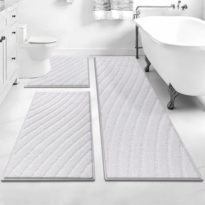 Super Absorbent Non-Slip Bathroom Rug Mats (Set of 3)