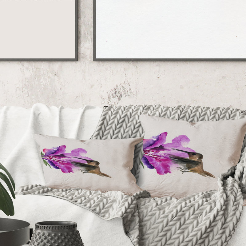 Fuchia VIntage Flower - coussin traditionnel imprimé, 16" x 16"