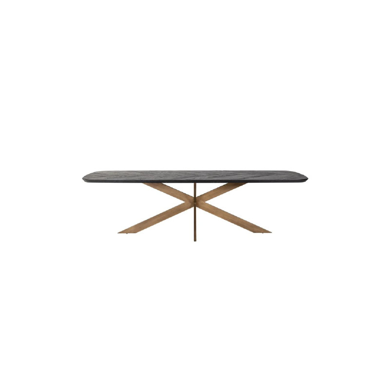 Dining Table Oak Solid Wood Top Metal Base Dining Table
