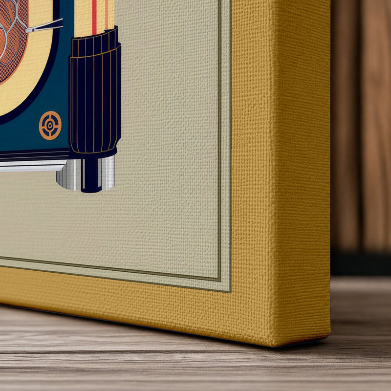 Jukebox Art Deco - Wrapped Canvas, 18x12 - 45.7 x 30.5 cm, Ochre Border