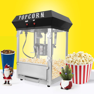 20.86" Height 6-Ounce Stainless Steel Vintage Style Tabletop Popcorn Machine With Insulation Board