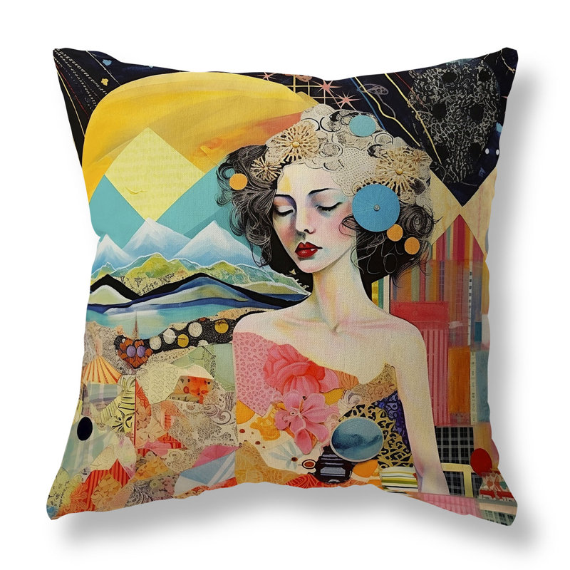 Coussin géométrique réversible, H 18 po x l 18 po