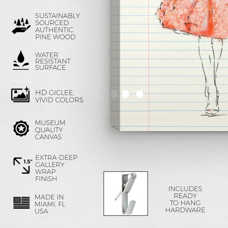 Fashion Illustration 2 - Impression sur toile, H 15 po x l 10 po