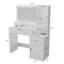 Élégante coiffeuse avec tablettes ouvertes et tiroirs pour le rangement de surface lisse dans la chambre à coucher