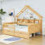 Lits plateforme doubles en bois avec DEL, tablettes et tiroirs-781609109
