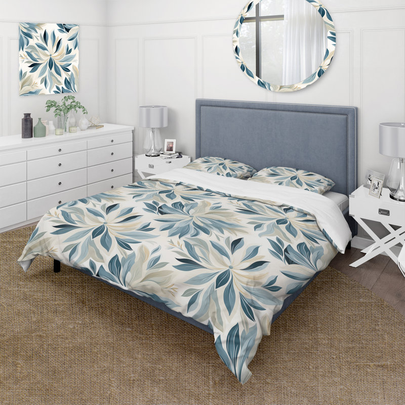 Akali Tranquil Patterns - Floral Duvet Cover Set - Microfiber Polyester, Queen Duvet Cover + 2 Standard Shams