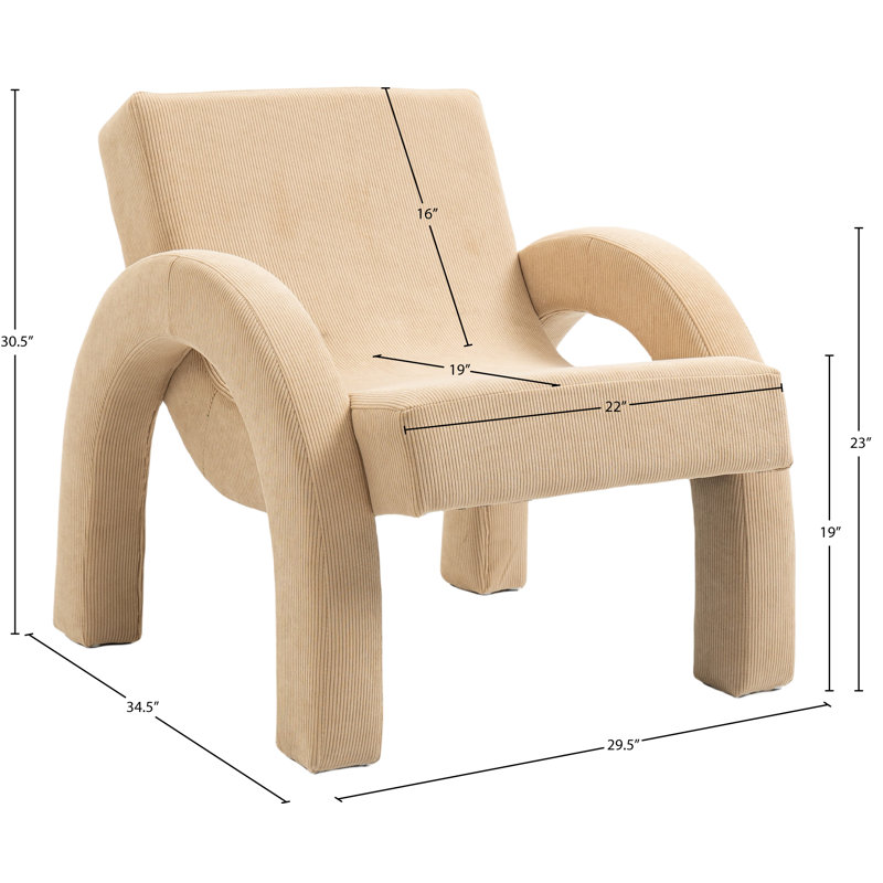 Fauteuil Hodon, Tissu velours côtelé beige