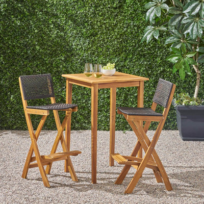 Aiyden 2 - Person Wicker Patio Dining Set with Rectangular Table