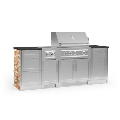 Outdoor Kitchen Signature Series 8 Piece Cabinet Set with 33 in. Natural Gas Platinum Grill -  NewAge Products, 68651