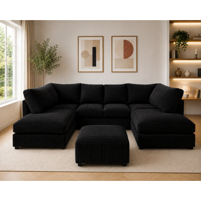 5 Seater Corduroy Corner Sofa 