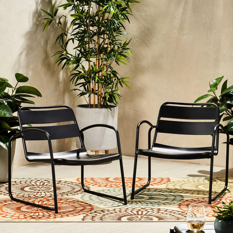 Matte Black Iron Chair, Ideal For Enjoying Backyard & Patio, 26.59 In. Width, 13.33 Lb Chair In A Stylish 26.59"W X 25.01"H,