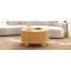 Table basse ronde cannelée avec rangement, bois massif de pin, porte coulissante, naturel, 31,8 po