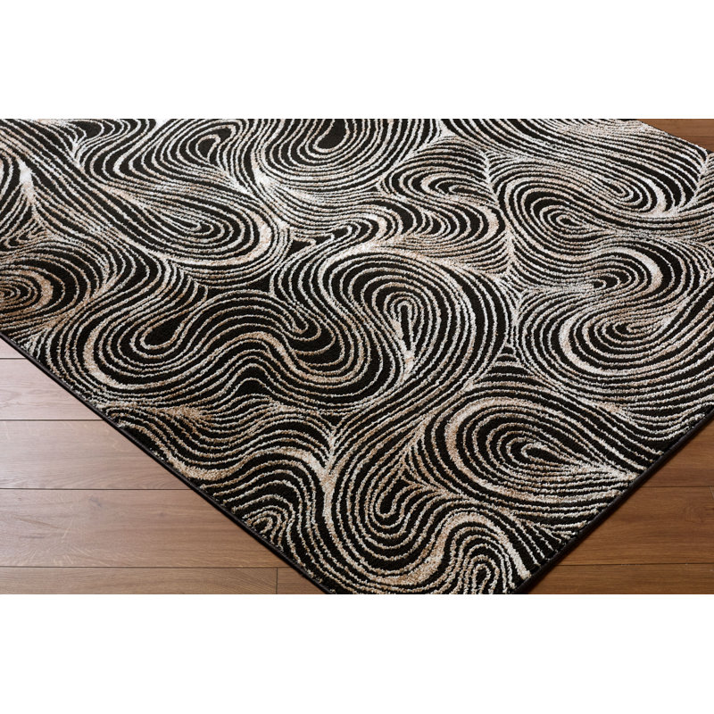 ELLE Decor X Livabliss Grenelle Machine Woven Rug, Rectangle 6'7" x 9', Black