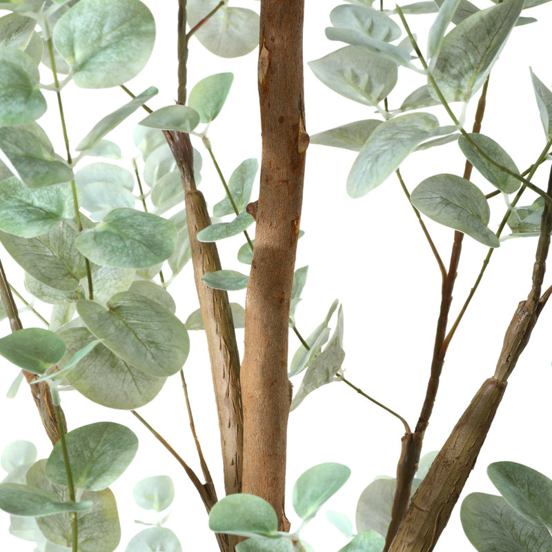Adcock Artificial Eucalyptus Tree in Pot with Realistic Leaves and Natural Trunk, 82" H x 20" W x 20" D