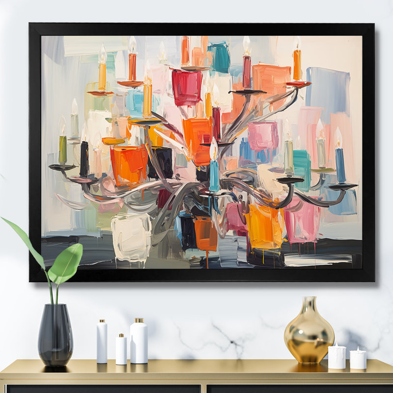 Lustre baroque coloré Brilliance - lustre, art mural, Cadre d'angle fermé noir, H 34 po x l 44 po x P 1,5 po