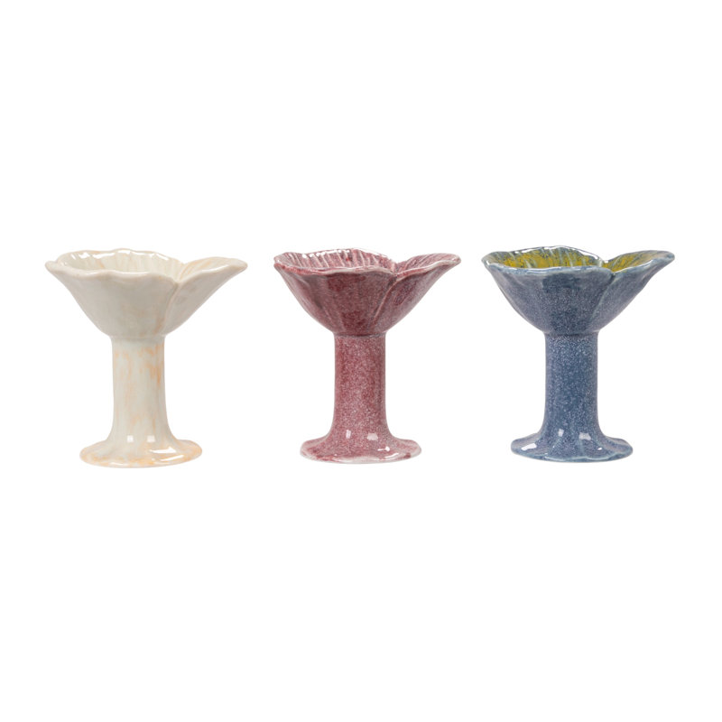 Stoneware Flower-Shaped Footed Dishes