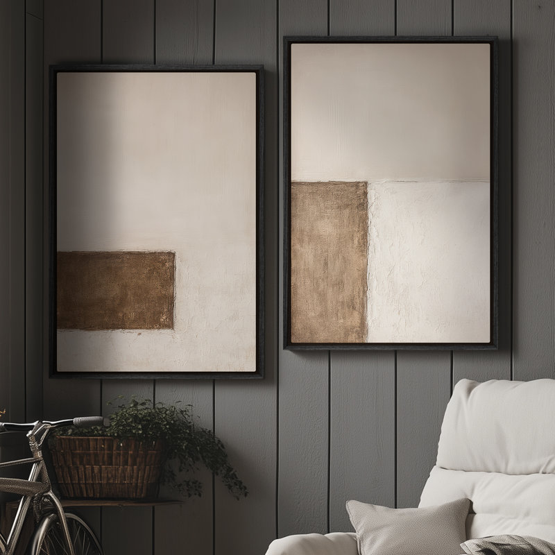 Framed Canvas Wall Art - Vintage Abstract Wall Prints for Bedroom - 16"x24"x2 panels, 36" H x 24" W, Black