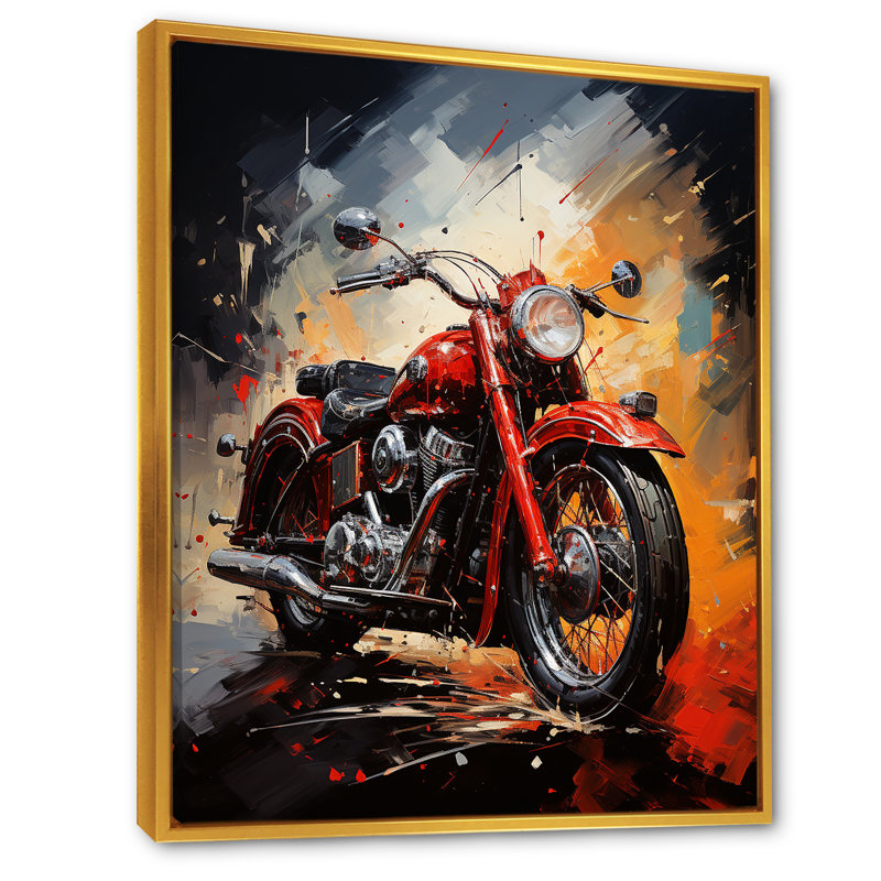 Crimson Thunder Red Dirt Bike I, H 44 po x l 34 po x P 1,5 po, Cadre flottant doré